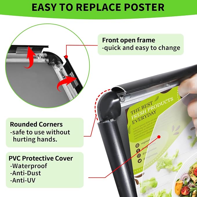 INNOVSIGN 2Packs Adjustable Pedestal Sign Holder Stand 8.5''x11'', Floor - Image 3