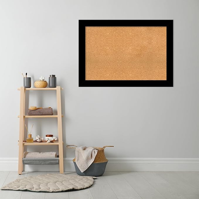 Amanti Art Natural Cork Board for Wall, 29x41 Vision Board with Black Wood Frame, Large Corkboard Office Decor for Home Organization, Casual Corkboard Pinboard to display items for home organization-DeskLoop Office
