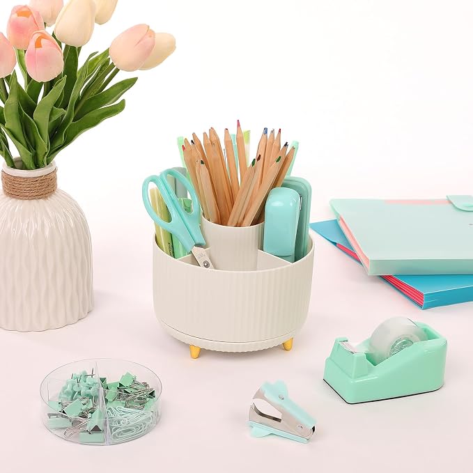 SKYDUE Teal Office Supplies Set, Office Desk Accessories 10Pcs, Pencil Holder - Image 8