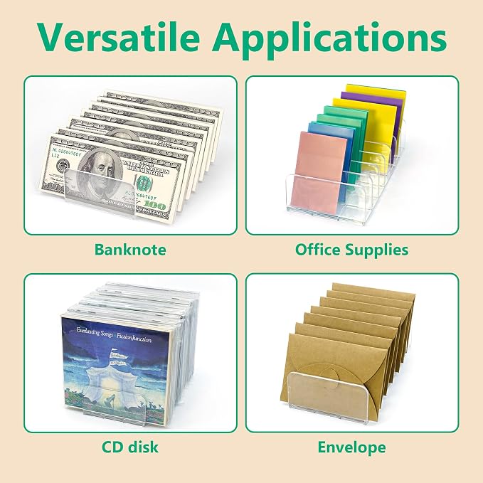 2 Packs Acrylic Mail Organizer Plastic Desk Cash Tray, 7 Section Divided Vanity - Image 6
