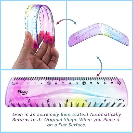 4 PCS 6 Inch Flexible Ruler, Bendable Plastic Ruler, Soft Bendable Gradient - Image 3
