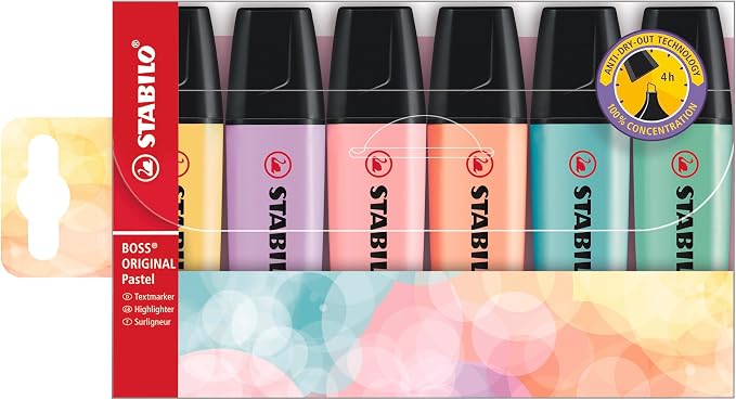 STABILO - BOSS ORIGINAL Pastel - Highlighter - Pack of 6 - Milky Yellow by STABILO