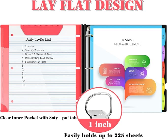 INFUN Telescoping Project Organizer Binder, 13 Pocket, Customizable Front Cover - Image 3