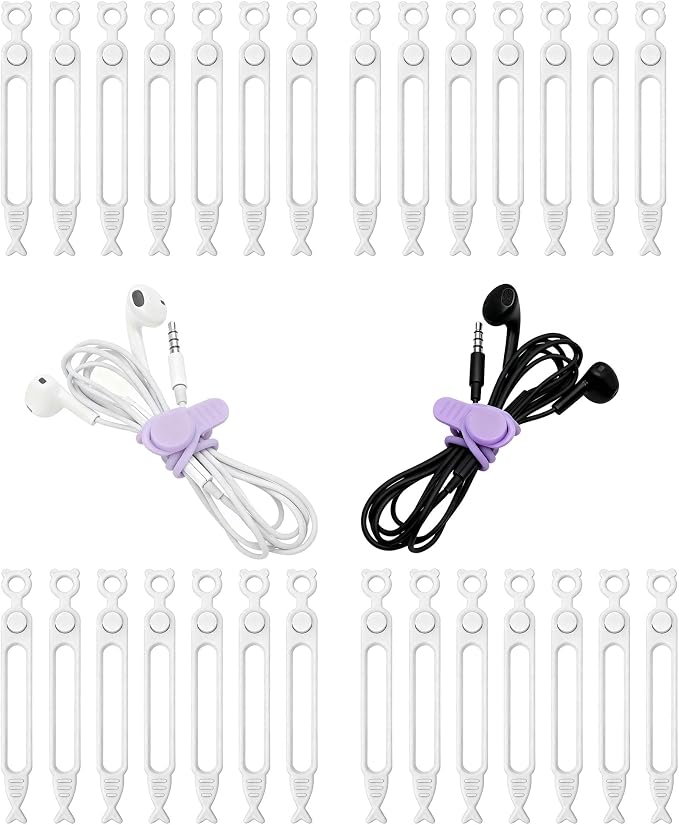 28 Pcs Silicone Cable Ties Reusable, Computer Cords by Ortarco