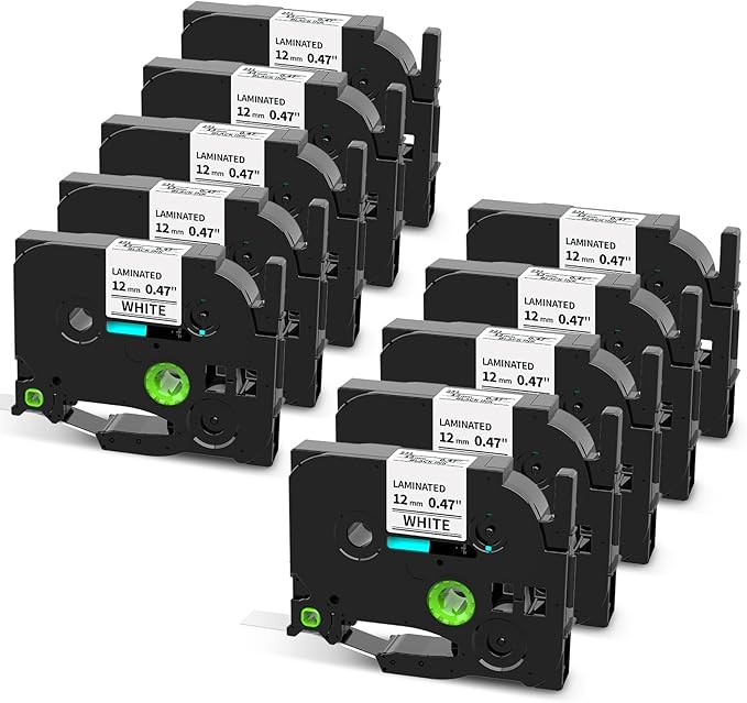 Label Maker Refill for PT-2040 D410 D400 1880 1290 H103w H110bp Compatible with Brother P touch Label Tape TZe-231 TZe231 TZ 12mm 0.47 Inch Laminated Black on White Ptouch Edge Tape 1/2"x 26.2', 10PK-DeskLoop Office