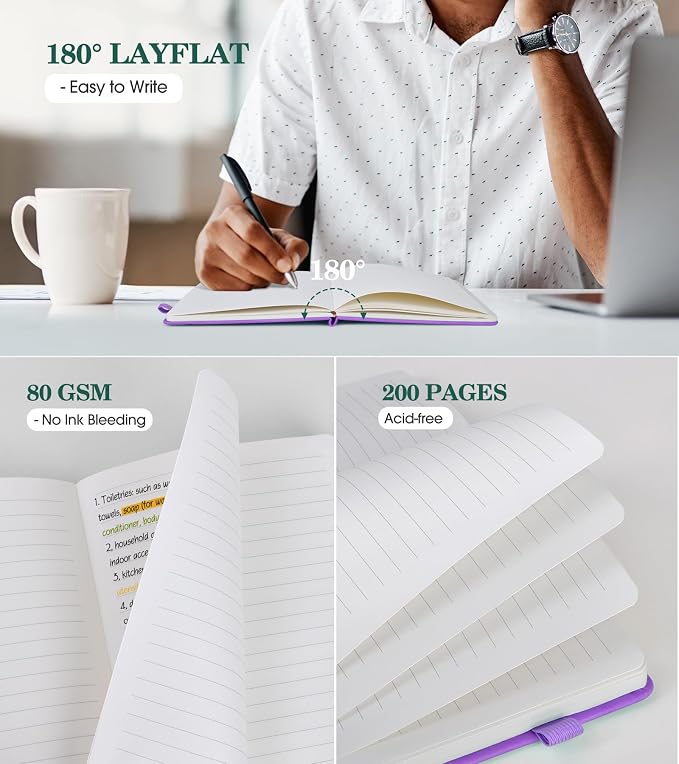 Lined Journal Notebook for Women, A5 200 Pages Hardcover Leather Journals for - Image 2