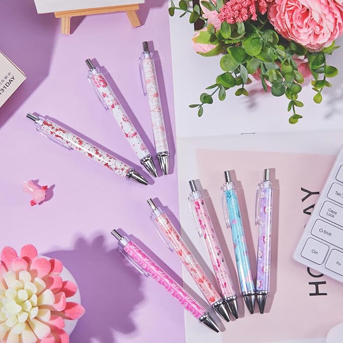 Ireer 8 Pcs Ballpoint Pens for Women 1.00 mm Cute Black Ink Fancy Pens Fine - Image 4