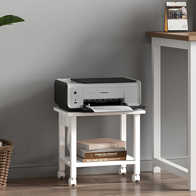 TUTOTAK 2 Tier Printer Stand, Rolling Printer Cart - Image 3