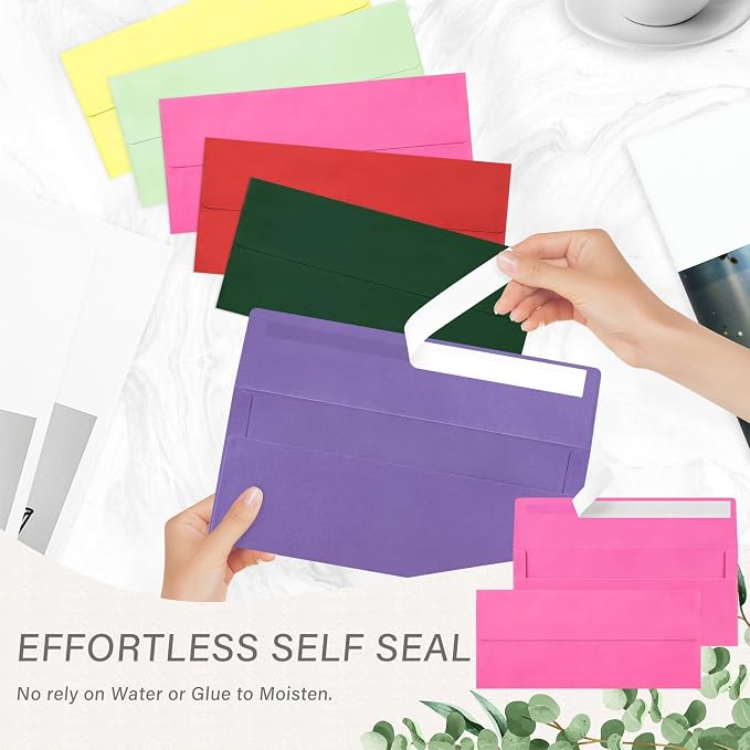 50 Pack #10 Business Envelopes, Self Seal Standard Hot Pink Envelopes - Image 5