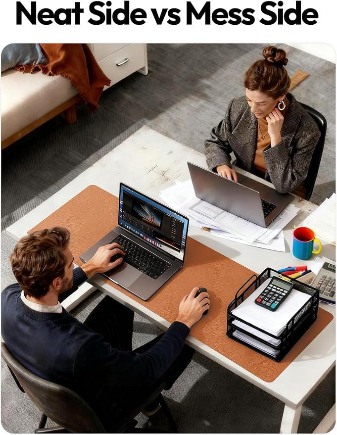 YSAGi Leather Desk Protector, Office Mat, Large Mouse Mat, Non-Slip PU Leather - Image 6