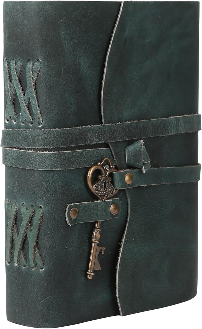 Leather Journal with Deckle Edge Paper 8x6 inch and Vintage Key | Handmade - Image 2