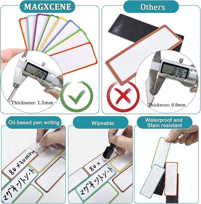 80 Pack Magnetic Dry Erase Labels 8 Colors 3.2"x1.2" Magnetic Labels Reusable - Image 4