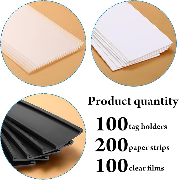Outus 100 Pack Magnetic 'c' Channel Label Holders 2" x 1" Magnetic Labels Shelf - Image 3