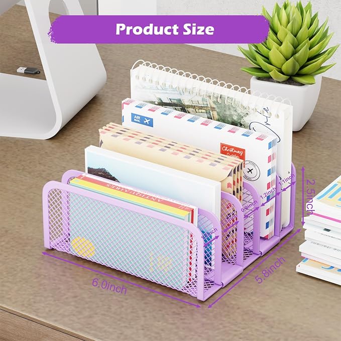 Mail Organizer Countertop, Metal File Holder - Image 2