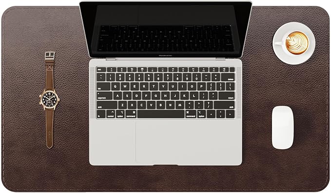 YSAGi Genuine Leather Desk Mat, 23.6"x13.8" Office Desk Pad, Thick Desk Pad Mat by YSAGi