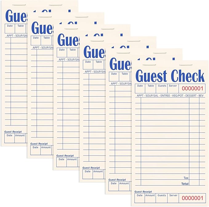 ZPARIK Guest Checks Books for Servers, Server Note Pads, 6 Pack, Natural Color by ZPARIK