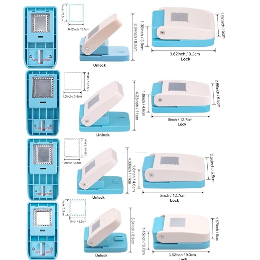 BAOFALI 4Pcs /Set Stamp Puncher Stamp Punch 1x0.8 &1.5 &1 &1.25x1.5inch Postage - Image 2