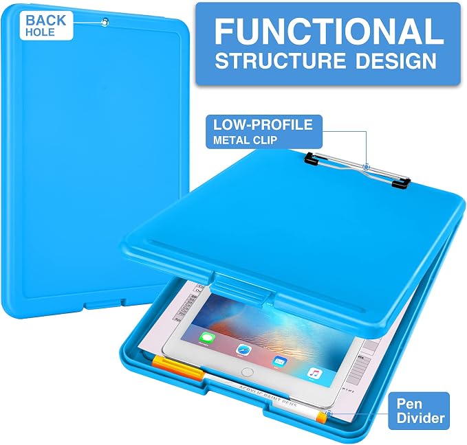 Sooez Clipboard with Storage, Plastic Storage Clipboards with Low Profile Clip - Image 3
