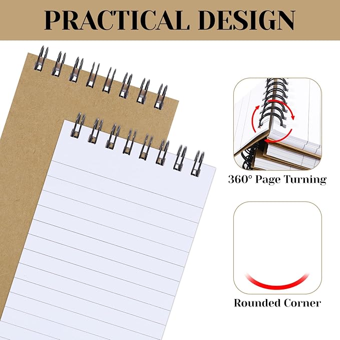 Thboxes 8 Pack Pocket Notebook, 3x5 Small Spiral Notebooks - Image 4