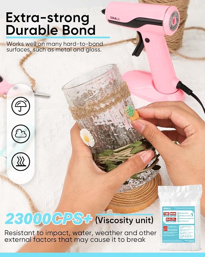 SHALL Mini Hot Glue Sticks, 0.27” Dia x 8” Long, 100-pack Clear Hot Melt Glue Gun Sticks for All-temp Mini Glue Guns, Multipurpose for Kids Adults DIY Art Craft Sealing Repairing Festival Decoration-DeskLoop Office
