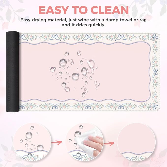 iCasso Pink Desk Mat, Cute Desk Pad - Image 6