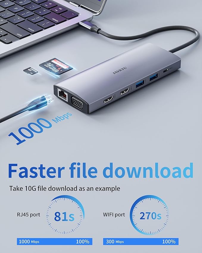Laptop Docking Station Dual Monitor,14 in 1 USB C Docking Station fo dell hp USB C Hub Multiport Adapter with 2HDMI 4K+VGA+Ethernet+5USB+1USB C+100W PD+SD/TF+Audio,USBC Dock Dongle for Windows Laptop-DeskLoop Office