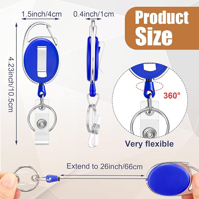 Laumoi 150 Pcs Retractable ID Badge Holder Name ID Badge Reel Clips Keychain - Image 2