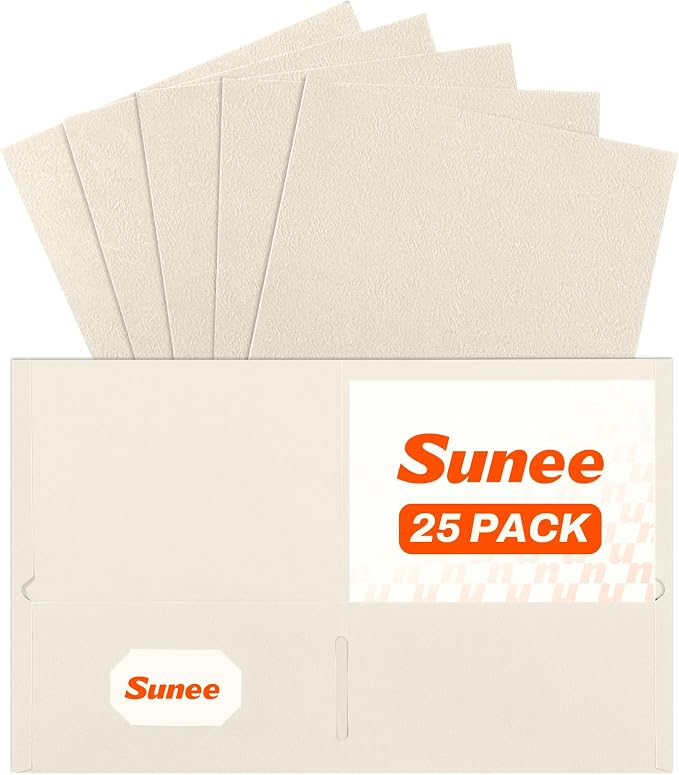 SUNEE Folders with Pockets, 2 Pocket Folders Fit Letter Size, Paper File Folder by SUNEE