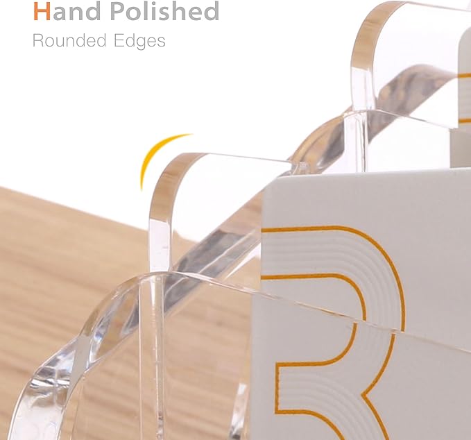 SANRUI Business Card Holder for Desk, Slant Clear Acrylic Desktop Cards Organizer, 2 Tier 4 Slots, Holds 240 Cards-DeskLoop Office