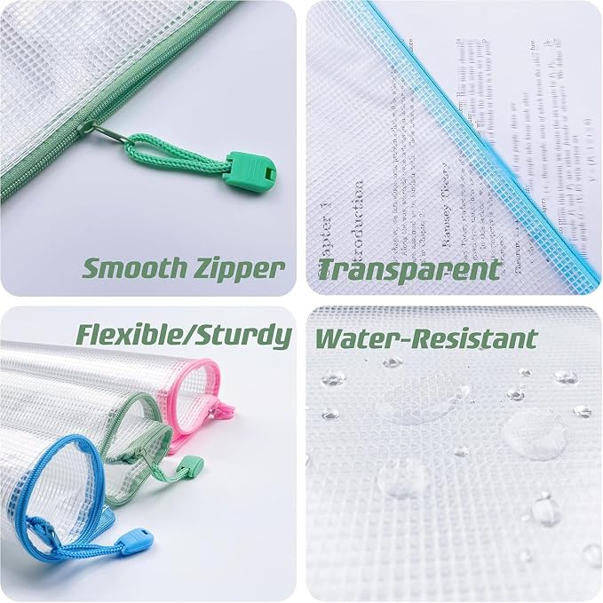 Oaimyy-18PCS-7 x 11" Mesh Zipper Pouch, Plastic Zip File Folders Puzzle Bags - Image 4
