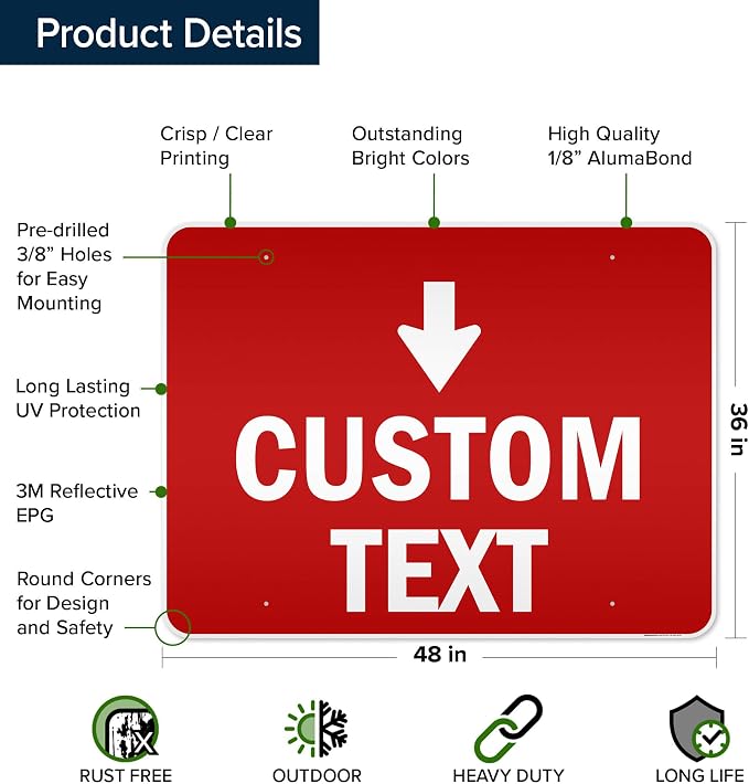 Custom Arrow, Custom Directional Sign, Down Arrow, 36x48 Inches, Reflective - Image 6