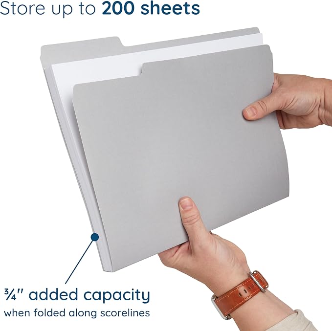 100 Blue Summit Supplies Gray File Folders Letter Size - Image 4