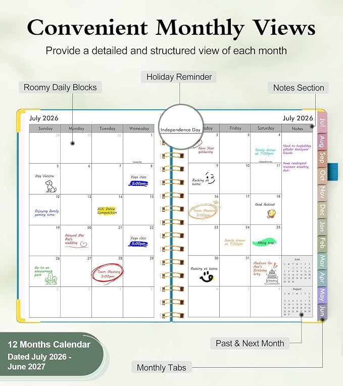 Academic Planner 2026-2027, Hardcover Weekly and Monthly Calendar Planner from - Image 2