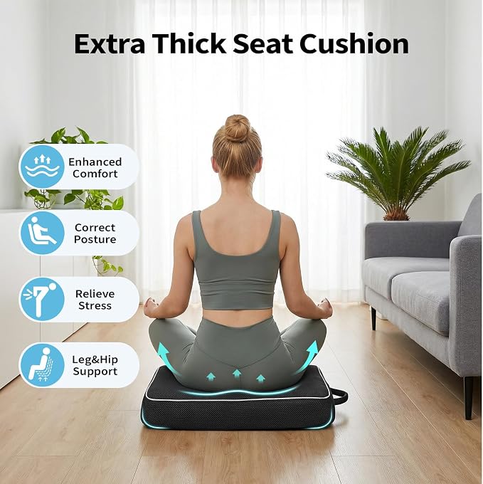 Large Memory Foam Seat Cushion, Non-Slip Cover Chair Pad - Image 3