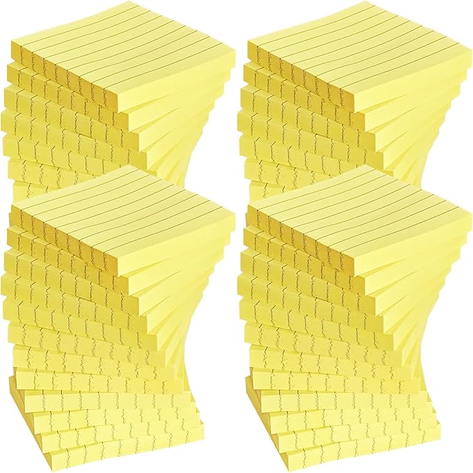 48 Pack 3840 Sheets Lined Sticky Notes 3X3 in Ruled Self Sticky Note Pads 80 Sheets/pad Colorful Sticky Notes with Lines Post Notes for Office, Home, School, Meeting-DeskLoop Office