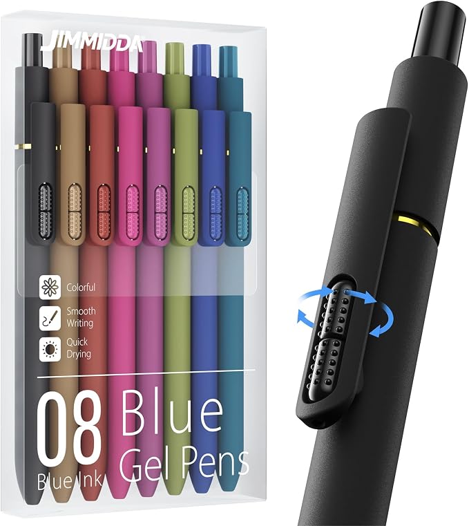 8Pcs Blue Gel Pens by JIMMIDDA