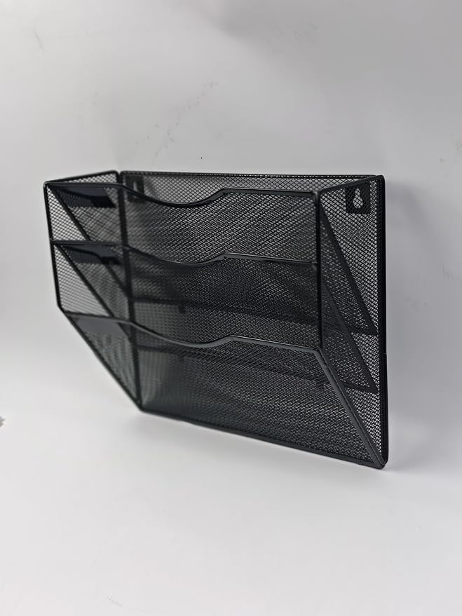 SUPEASY 3 Tier Wall File Organizer, Large Capacity Metal Mesh Hanging File by SUPEASY