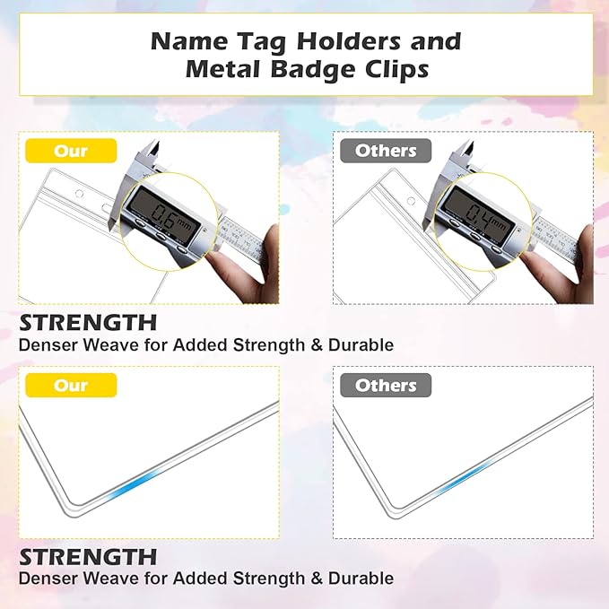 50 Sets Badge Holders and Metal Clips Clear Horizontal Name Tag ID Card Holder - Image 4