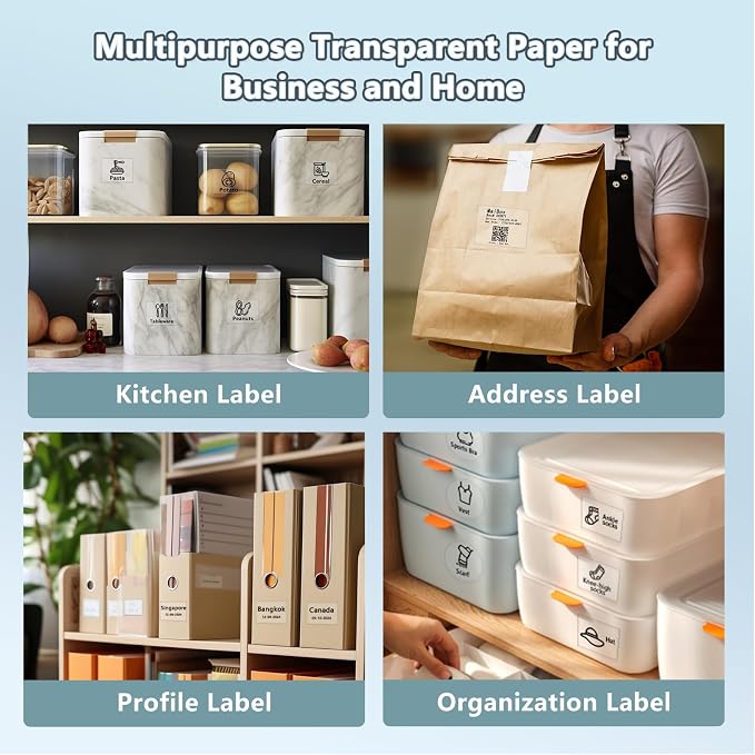 Phomemo Transparent Thermal Label Paper, 1.57"x1.18", 230 Labels/Roll - Image 5