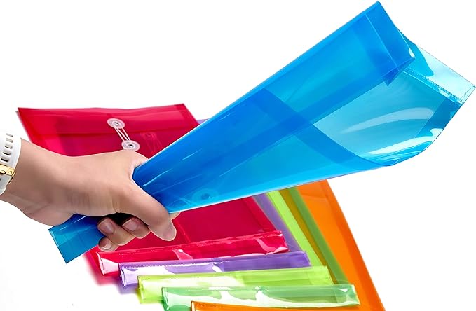 12 Pack Assorted Colors Plastic Envelopes Poly Envelope Expandable File - Image 4