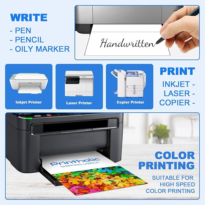1000 Half Sheet Self Adhesive Shipping Labels for Laser & Inkjet Printers - 500 Sheets, 2 per Page Shipping Labels, 8.5" x 5.5" Half Sheet Labels-DeskLoop Office