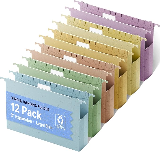 XINGIA Legal Size Hanging File Folders 12 Pack, Heavy Duty 2 Inch Expansion by Unknown