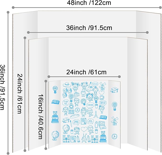 6 Pack Trifold Poster Board 48" X 36", IKAYAS Single sided White Poster Boards, Science Fair Display Boards Posterboard Foamboard for Mounting, Prints,Art,Display,Projects Classroom Supplies-DeskLoop Office