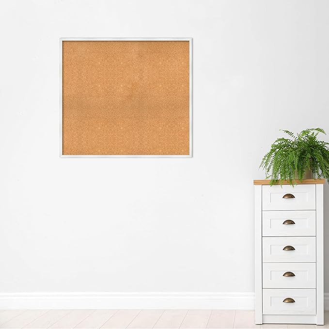 Amanti Art Natural Cork Board for Wall, 37x41 Vision Board with White Frame, Oversize Corkboard Office Decor for Home Organization, Country Rustic Corkboard Pinboard to Display Items for Home-DeskLoop Office