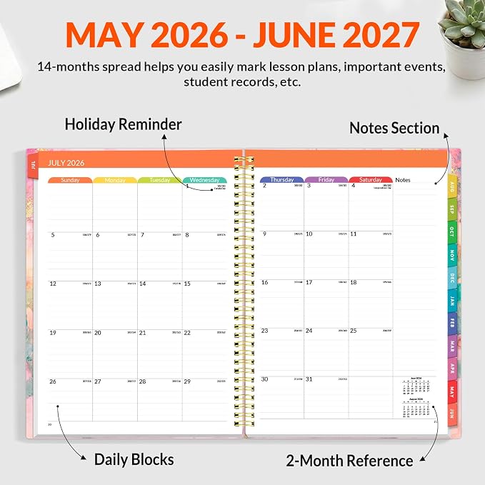 SUNEE Teacher Planner 2026-2027 Academic Year, Lite Lesson Planner Book - Image 3