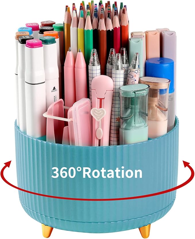 Desk Pencil Pen Holder, 5 Slots 360°Degree Rotating Organizers for, Desktop by EDENMS