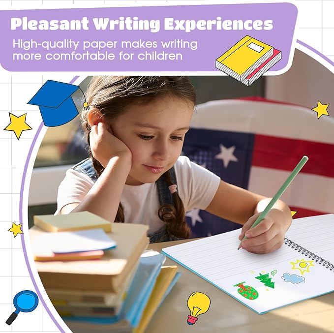 Henoyso 10 Pcs 100/50 Sheets Primary Composition Notebook K-2 Bulk Spiral Primary Journal Drawing Handwriting Practice for Kids Kindergarten 1st 2nd Back to School Supplies (Macaron Color,100 Sheets)-DeskLoop Office