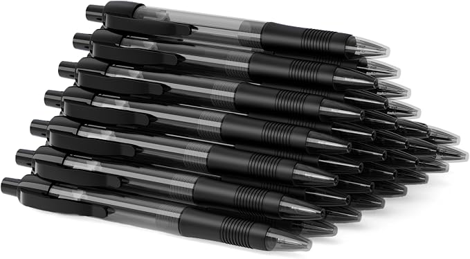 deegtran Pens Bulk, 30 Pack No Bleed Black Ink Click Pens by DEEGTRANPENS