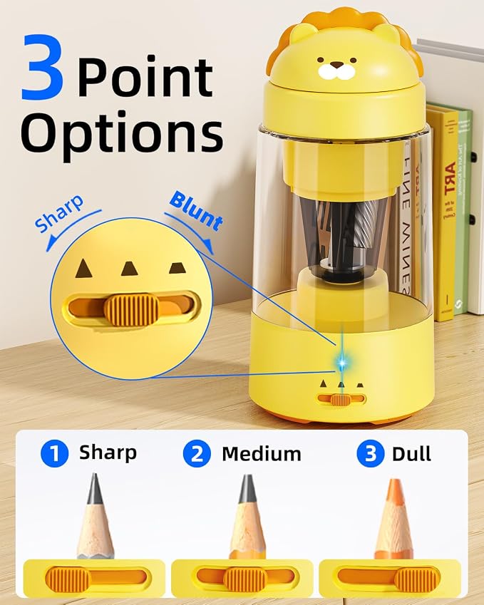 Zmol Fully Automatic Pencil Sharpener, Lion Pencil Sharpener - Image 3