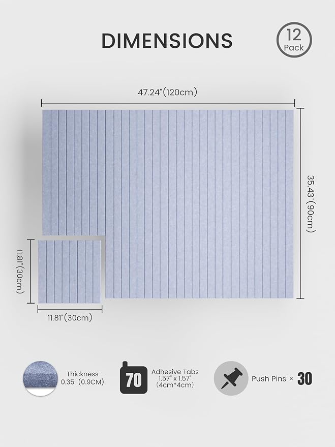 Bumusty Large Cork Board Alternative-47 x35 Felt Bulletin Board Tiles, - Image 2